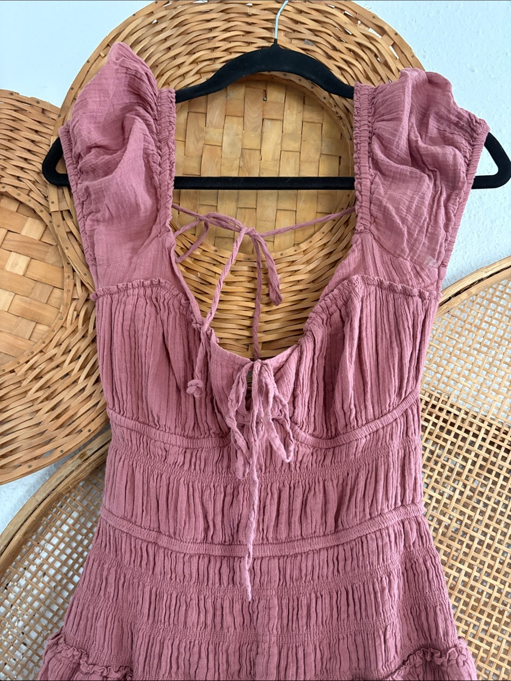 Free People Open Back Ties Ruched Bodice Midi Dress Small - Picture 2 of 7